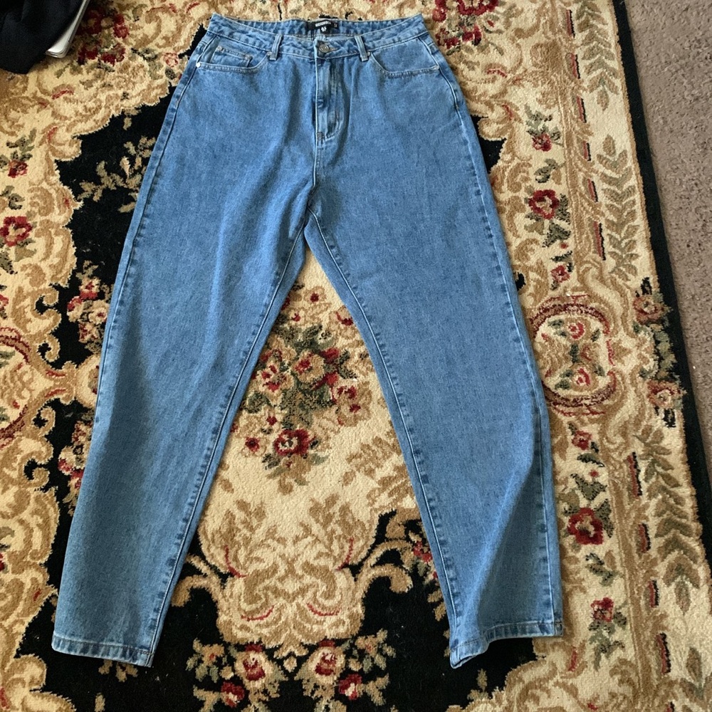 Mid washed high waisted mom jeans